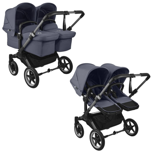 Коляска для двойни 2 в 1 Bugaboo Donkey 5 Twin Stormy blue шасси Graphite