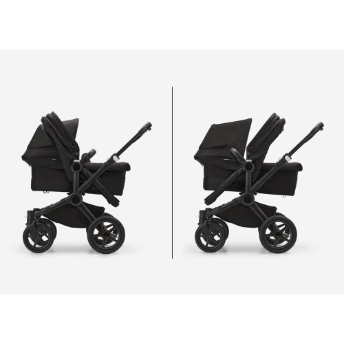 Коляска для двойни 2 в 1 Bugaboo Donkey 5 Twin Midnight black/grey melange шасси Graphite