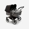 Коляска для двойни 2 в 1 Bugaboo Donkey 5 Twin Midnight black/grey melange шасси Graphite