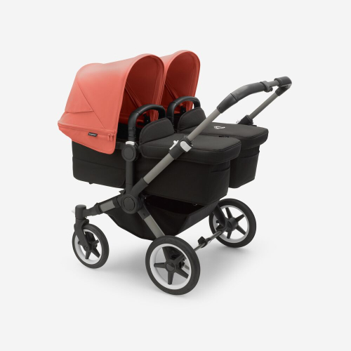 Коляска для двойни 2 в 1 Bugaboo Donkey 5 Twin Sunrise red/midnight black шасси Graphite