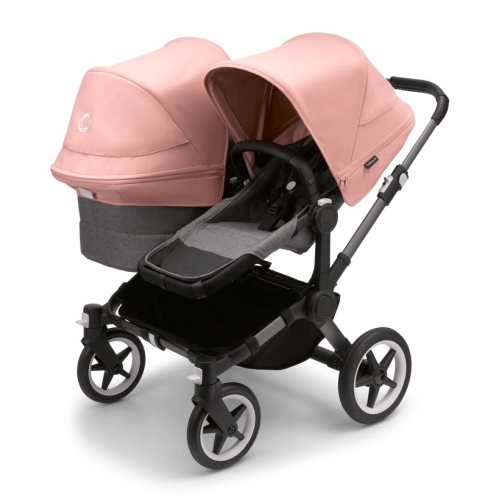 Коляска для двойни 2 в 1 Bugaboo Donkey 5 Twin Morning pink/grey melange шасси Graphite