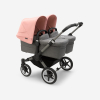 Коляска для двойни 2 в 1 Bugaboo Donkey 5 Twin Morning pink/grey melange шасси Graphite