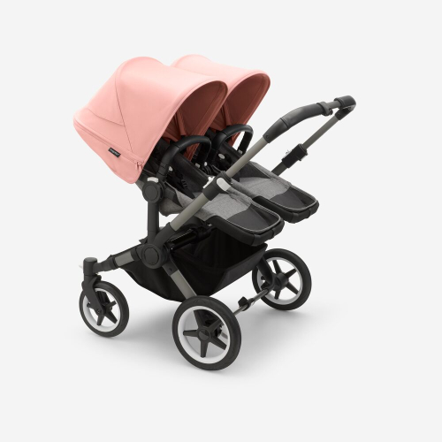 Коляска для двойни 2 в 1 Bugaboo Donkey 5 Twin Morning pink/grey melange шасси Graphite