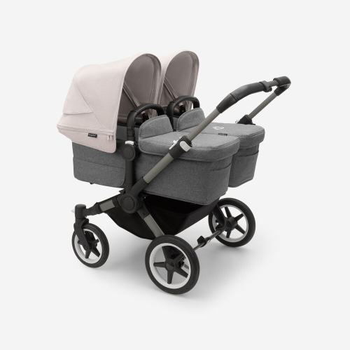 Коляска для двойни 2 в 1 Bugaboo Donkey 5 Twin Misty white/grey melange шасси Graphite