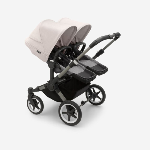 Коляска для двойни 2 в 1 Bugaboo Donkey 5 Twin Misty white/grey melange шасси Graphite