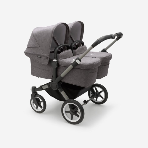 Коляска для двойни 2 в 1 Bugaboo Donkey 5 Twin Grey mélange шасси Graphite