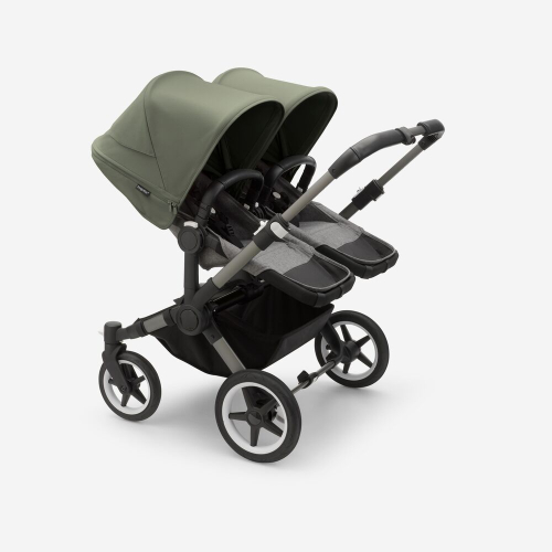 Коляска для двойни 2 в 1 Bugaboo Donkey 5 Twin Forest green/grey mélange шасси Graphite