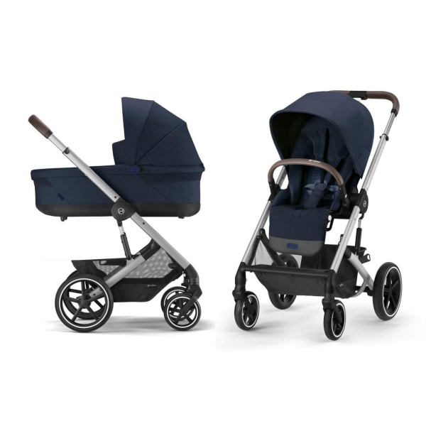 Коляска 2 в 1 Cybex Balios S Lux цвет Ocean Blue шасси Silver