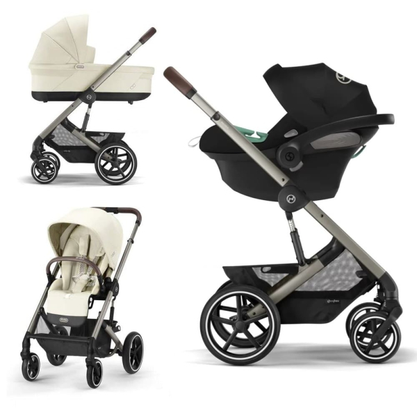 Коляска 3 в 1 Cybex Balios S Lux цвет Seashell Beige шасси + Автокресло Aton B2