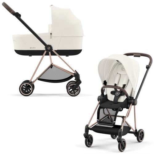 Коляска 2 в 1 Cybex Mios Off White шасси Rosegold