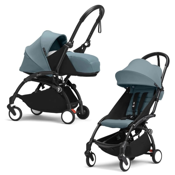 Коляска 2 в 1 Stokke YOYO³ люлька Newborn цвет Aqua рама Black