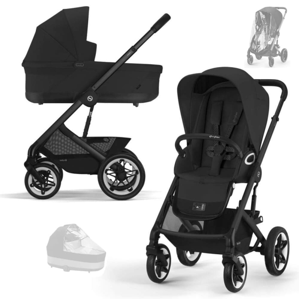 Коляска 2 в 1 Cybex Talos S Lux цвет Moon Black шасси Black + 2 дождевика