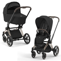 Коляска 2 в 1 Cybex Priam 4 цвет Sepia Black шасси Rosegold