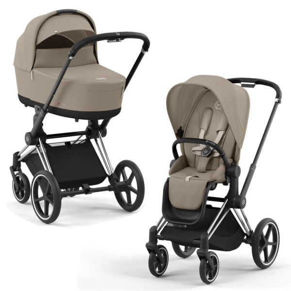 Коляска 2 в 1 Cybex Priam 4 цвет Cozy Beige шасси Chrome с Черными деталями