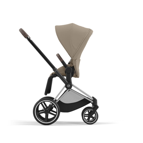 Коляска 2 в 1 Cybex Priam 4 цвет Cozy Beige шасси Chrome с Коричневыми деталями