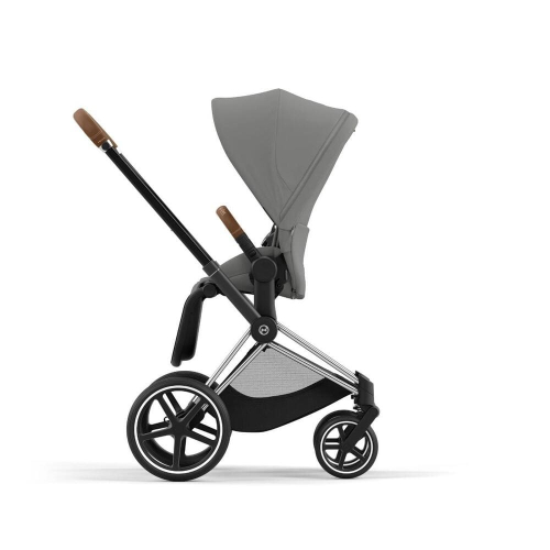 Коляска 2 в 1 Cybex Priam 4 цвет Mirage Grey шасси Chrome с Коричневыми деталями