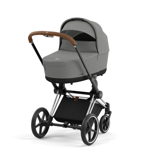 Коляска 2 в 1 Cybex Priam 4 цвет Mirage Grey шасси Chrome с Коричневыми деталями