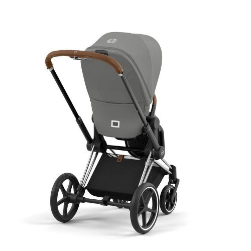 Коляска 2 в 1 Cybex Priam 4 цвет Mirage Grey шасси Chrome с Коричневыми деталями