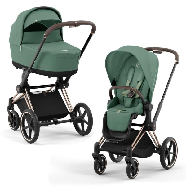 Коляска 2 в 1 Cybex Priam 4 цвет Leaf Green шасси Rose Gold