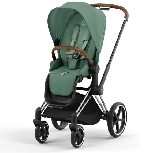 Коляска 2 в 1 Cybex Priam 4 цвет Leaf Green шасси Chrome с Коричневыми деталями