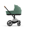 Коляска 2 в 1 Cybex Priam 4 цвет Leaf Green шасси Chrome с Коричневыми деталями