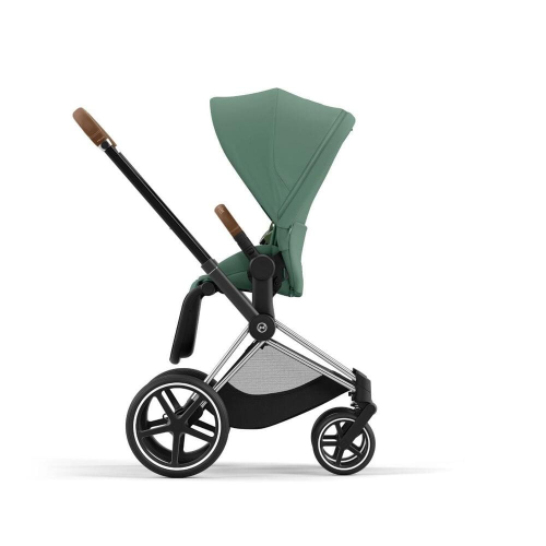 Коляска 2 в 1 Cybex Priam 4 цвет Leaf Green шасси Chrome с Коричневыми деталями