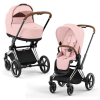 Коляска 2 в 1 Cybex Priam 4 цвет Peach Pink шасси Chrome с Коричневыми деталями