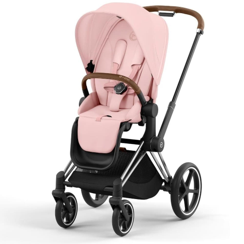 Коляска 2 в 1 Cybex Priam 4 цвет Peach Pink шасси Chrome с Коричневыми деталями