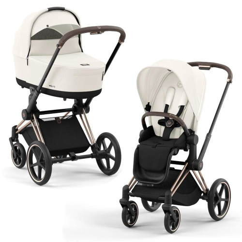 Коляска 2 в 1 Cybex Priam 4 цвет Off White шасси Rose Gold