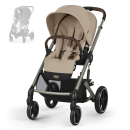 Прогулочная коляска Cybex Balios S Lux 2025 Almond Beige шасси Taupe + Дождевик