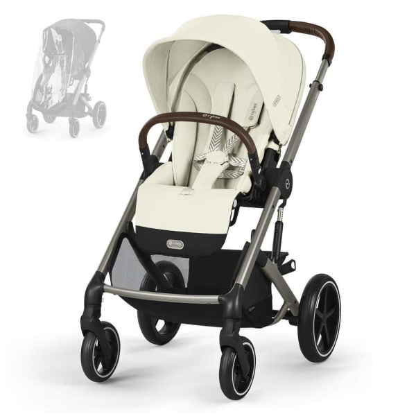 Прогулочная коляска Cybex Balios S Lux 2025 Seashell Beige шасси Taupe + Дождевик