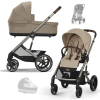 Коляска 2 в 1 Cybex Balios S Lux 2025 Almond Beige шасси Taupe + 2 дождевика