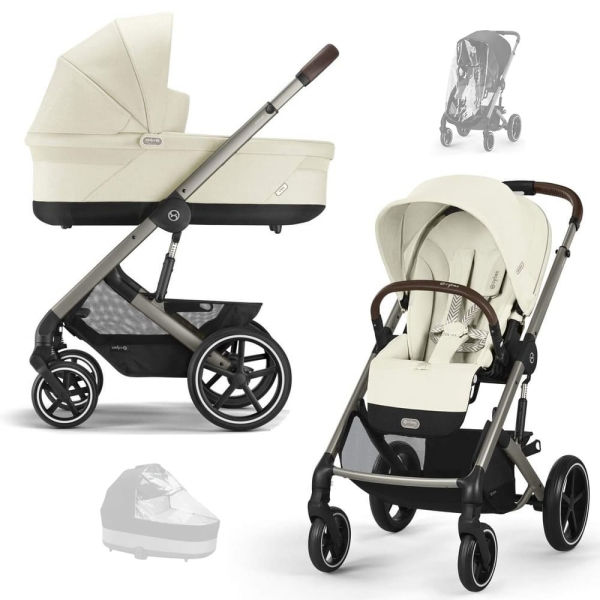 Коляска 2 в 1 Cybex Balios S Lux 2025 Seashell Beige шасси Taupe + 2 дождевика