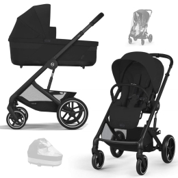 Коляска 2 в 1 Cybex Balios S Lux 2025 Moon Black шасси Black + 2 дождевика