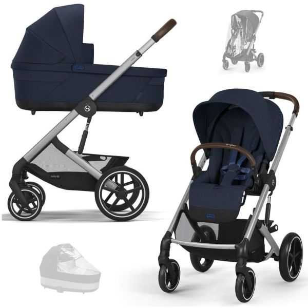 Коляска 2 в 1 Cybex Balios S Lux 2025 Ocean Blue шасси Silver + 2 дождевика