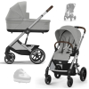 Коляска 2 в 1 Cybex Balios S Lux 2025 Stone Grey шасси Silver + 2 дождевика