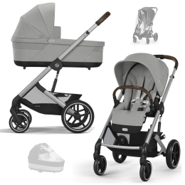 Коляска 2 в 1 Cybex Balios S Lux 2025 Stone Grey шасси Silver + 2 дождевика