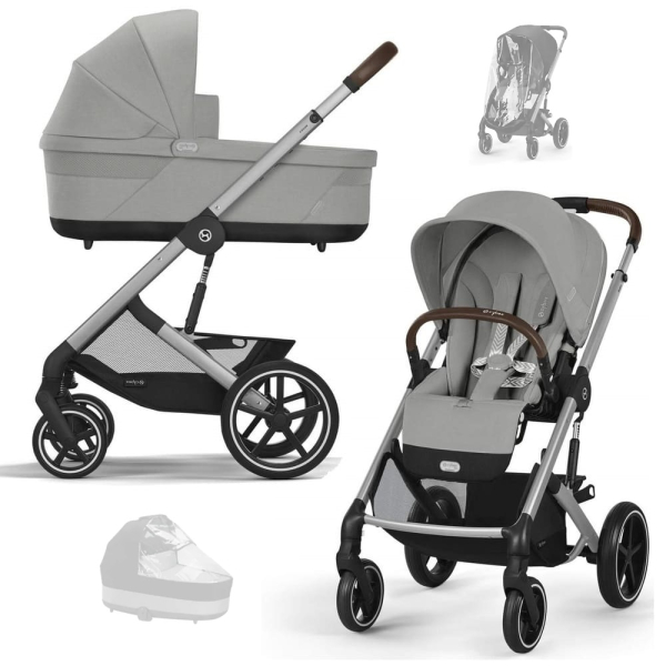 Коляска 2 в 1 Cybex Balios S Lux 2025 Stone Grey шасси Silver + 2 дождевика