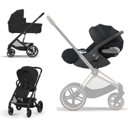 Коляска 3 в 1 Cybex Balios S Lux 2025 цвет Moon Black + Автокресло Cloud T Plus цвет Moon Black