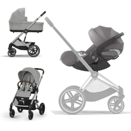 Коляска 3 в 1 Cybex Balios S Lux 2025 цвет Stone Grey + Автокресло Cloud T Plus цвет Mirage Grey