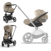 Коляска 3 в 1 Cybex Priam 4 цвет Cozy Beige шасси Matt Black + Автокресло Cybex Cloud T Plus цвет Cozy Beige