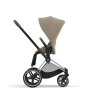 Коляска 3 в 1 Cybex Priam 4 цвет Cozy Beige шасси Chrome с коричневой ручкой + Автокресло Cybex Cloud T Plus цвет Cozy Beige