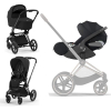 Коляска 3 в 1 Cybex Priam 4 цвет Sepia Black шасси Matt Black + Автокресло Cybex Cloud T Plus цвет Sepia Black