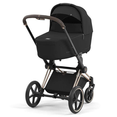 Коляска 3 в 1 Cybex Priam 4 цвет Sepia Black шасси Rosegold + Автокресло Cybex Cloud T Plus цвет Sepia Black