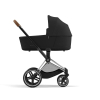 Коляска 3 в 1 Cybex Priam 4 цвет Sepia Black шасси Chrome с коричневой ручкой + Автокресло Cybex Cloud T Plus цвет Sepia Black