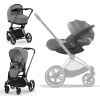 Коляска 3 в 1 Cybex Priam 4 цвет Mirage Grey шасси Matt Black + Автокресло Cybex Cloud T Plus цвет Mirage Grey