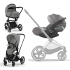 Коляска 3 в 1 Cybex Priam 4 цвет Mirage Grey шасси Chrome с черной ручкой + Автокресло Cybex Cloud T Plus цвет Mirage Grey