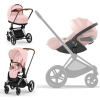 Коляска 3 в 1 Cybex Priam 4 цвет Peach Pink шасси Chrome с коричневой ручкой + Автокресло Cybex Cloud T Plus цвет Peach Pink