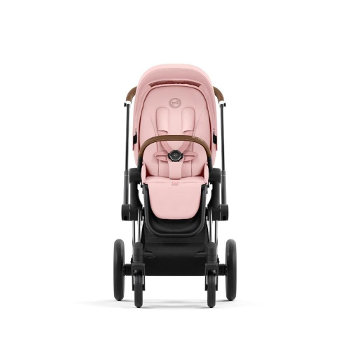 Коляска 3 в 1 Cybex Priam 4 цвет Peach Pink шасси Chrome с коричневой ручкой + Автокресло Cybex Cloud T Plus цвет Peach Pink