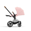 Коляска 3 в 1 Cybex Priam 4 цвет Peach Pink шасси Chrome с коричневой ручкой + Автокресло Cybex Cloud T Plus цвет Peach Pink